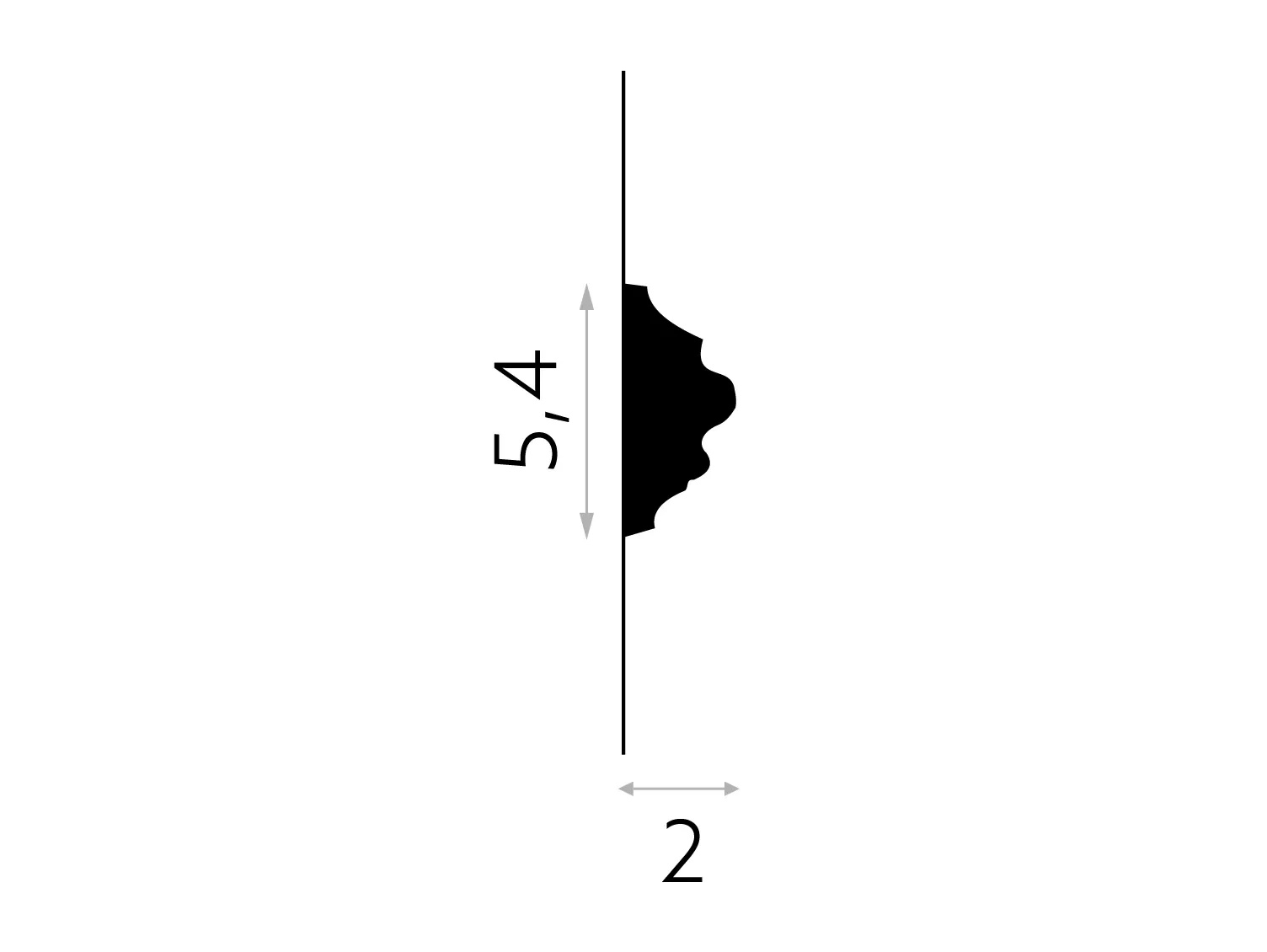 Listwa ścienna MDC258 biała wym. 200 x 2 x 5.4 cm, z ProFoam