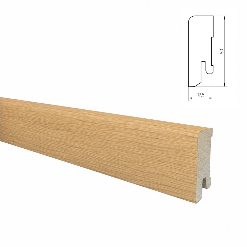Listwa przypodłogowa drewniana 50x18 mm - dąb europejski lakierowany