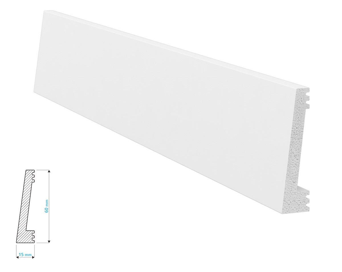 Listwa przypodłogowa i naścienna Krome PN6015 (240 cm x 6 cm x 1,5 cm) polistyren pokryty polimerem