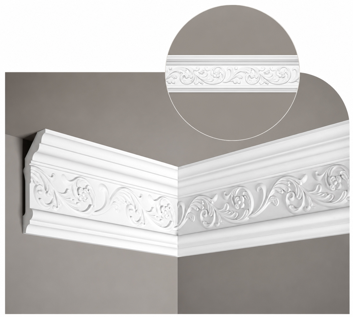 Listwa przysufitowa MDA072 biała wym. 200 x 6.4 x 14.8 cm, z ProFoam