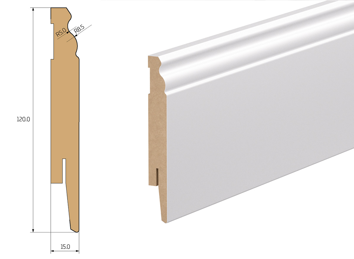 PRÓBKA 20 CM - Listwa przypodłogowa do malowania - ESTILO 12cm