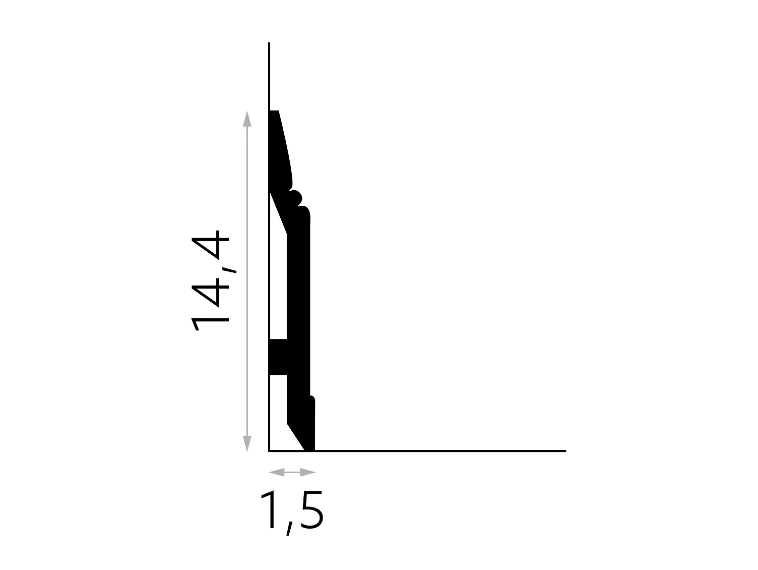 Listwa przypodłogowa MD361P biała wym. 200 x 1.5 x 14.4 cm, z PolyForce