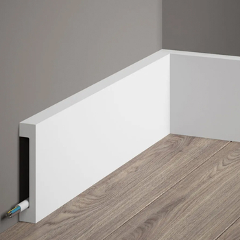 Listwa przypodłogowa Premium MD009P biała wym. 200 x 1.7 x 10 cm, z PolyForce