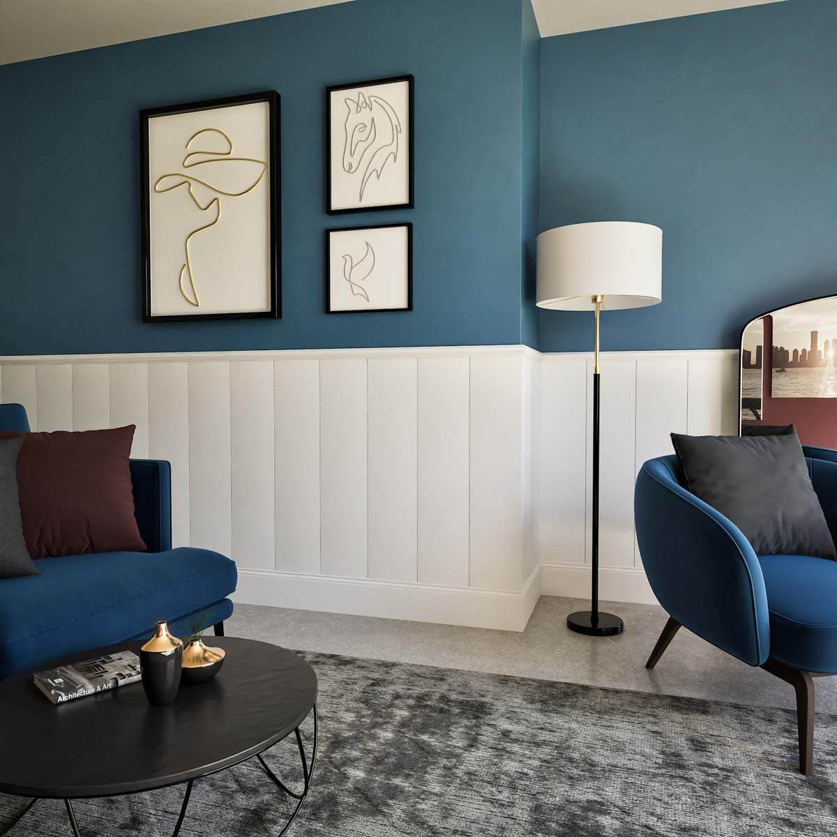 Boazeria ścienna MDF - długość 200 cm / wysokość 118 cm (zestaw Lumo / Elegant XL / Estilo)