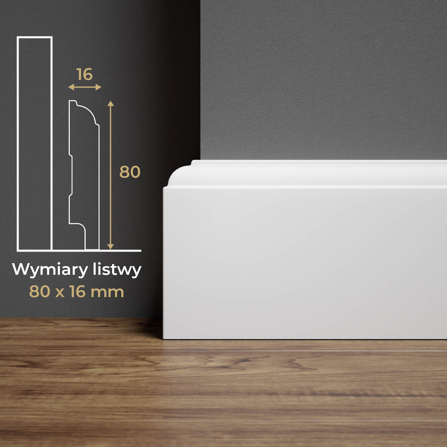 Listwa przypodłogowa MDF lakierowana biała z wodoodporną powłoką ELVIA 8cm