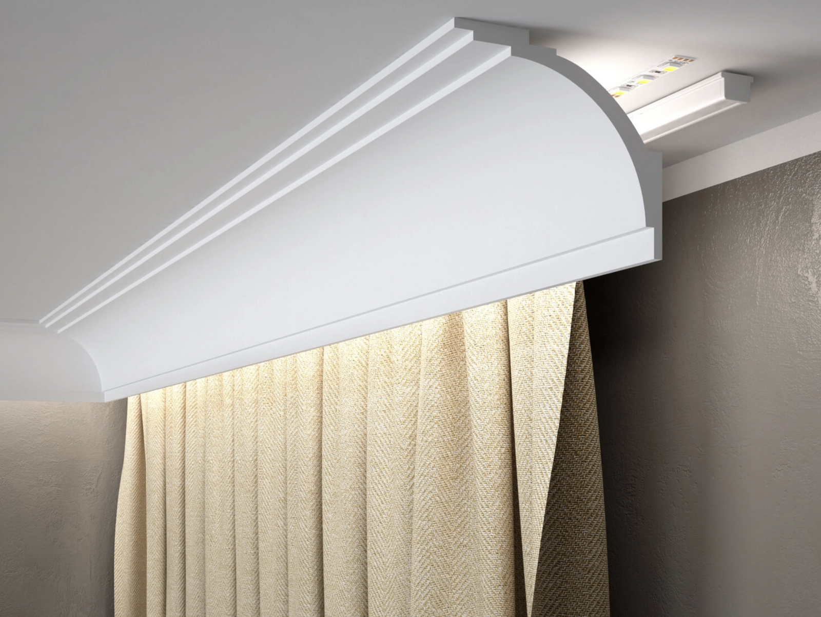 Maskownica karnisza biała MD105H wym. 300 x 12 x 10.8 cm, z PolyForce