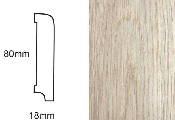 Listwa przypodłogowa fornirowana nielakierowana CP80 R10 (220 cm x 8 cm x 1,8 cm) dąb