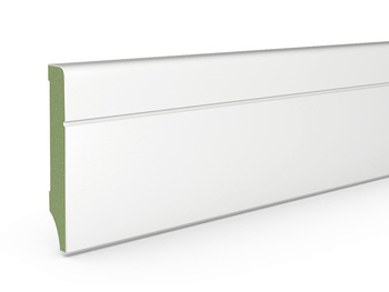Listwa przypodłogowa MDF Plus F8 biała (262 cm x 8 cm x 1,6 cm) wilgocioodporna lakier półmatowy RAL 9003