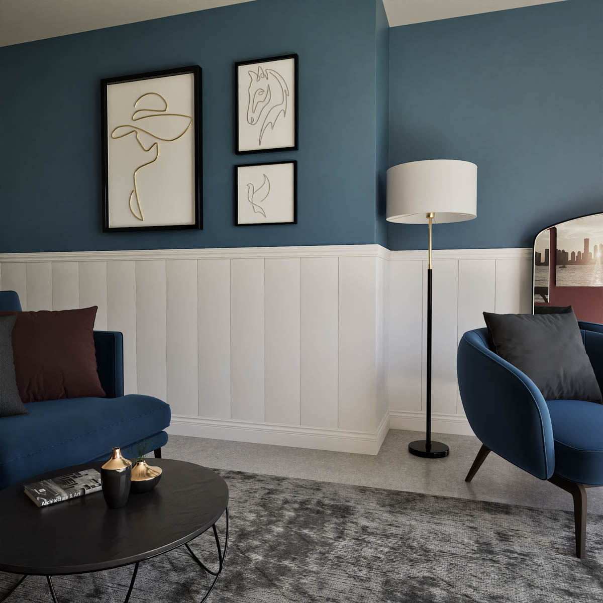 Boazeria ścienna MDF - długość 200 cm / wysokość 117,5 cm (zestaw Linea / Elegant XL / Alexa)