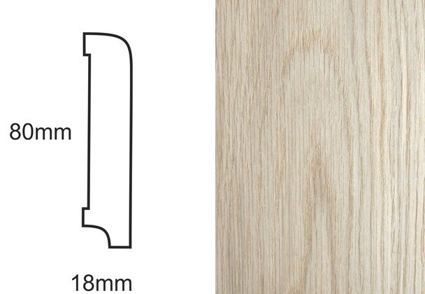 Listwa przypodłogowa fornirowana nielakierowana CP80 R10 (220 cm x 8 cm x 1,8 cm) dąb