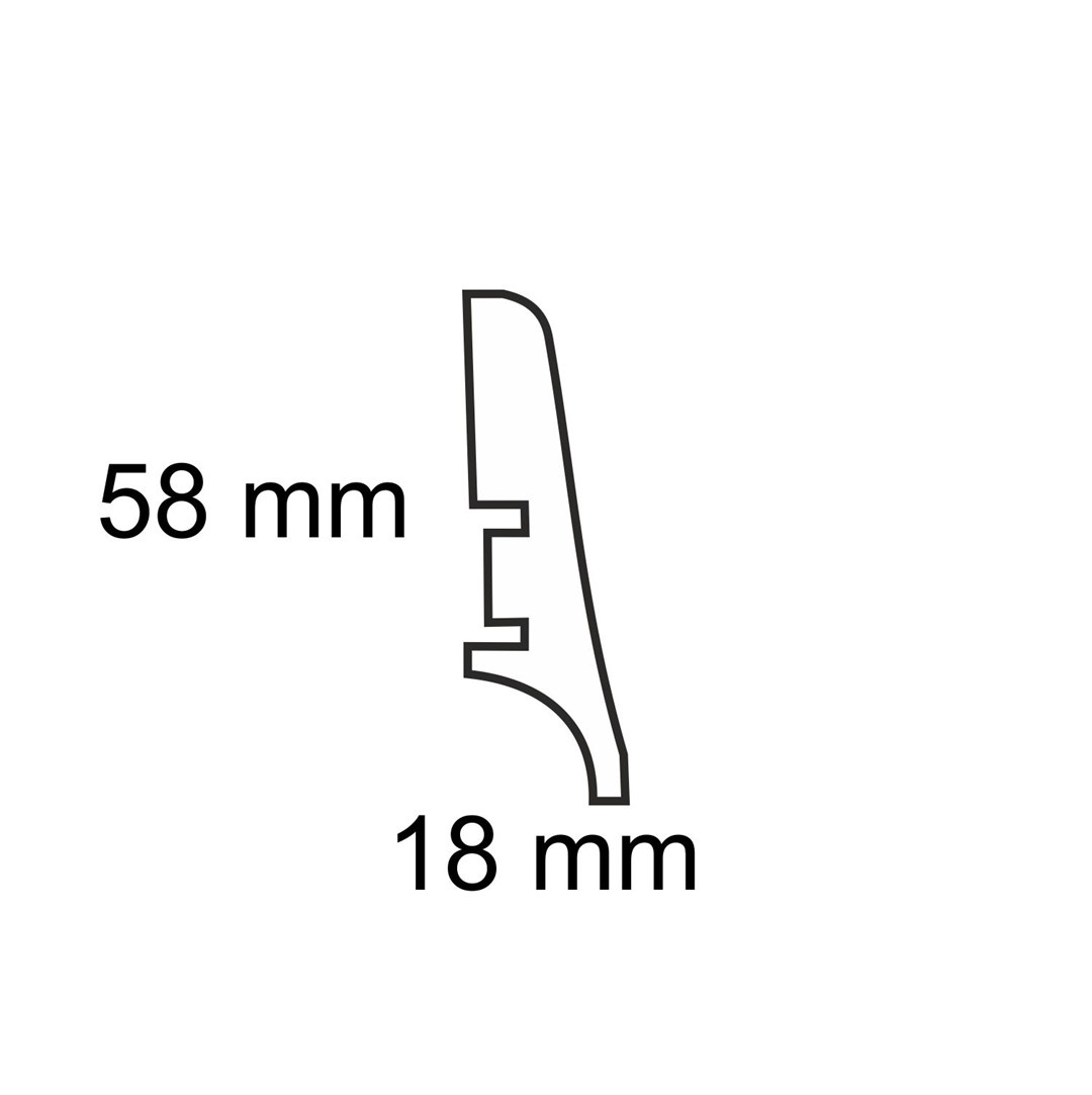 Listwa przypodłogowa drewniana PW58 (220 cm x 5,8 cm x 1,6 cm) lakierowana iglaste białe RAL 9010 półmat