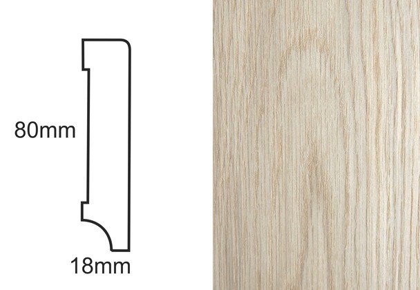 Listwa przypodłogowa fornirowana nielakierowana CP80 R3 (240 cm x 8 cm x 1,8 cm) dąb