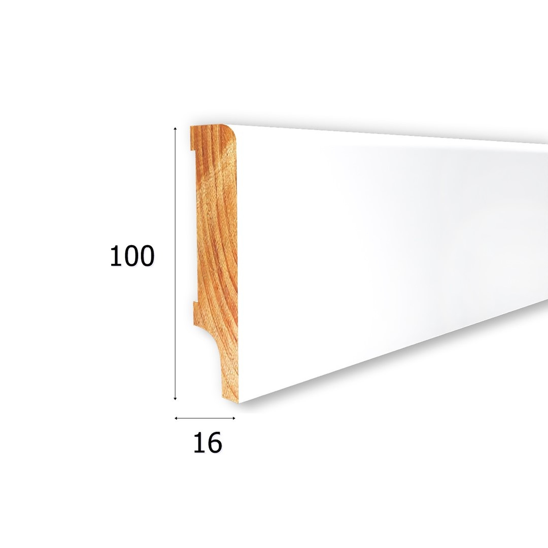 Listwa przypodłogowa drewniana lakierowana Lapis 100 (240 cm x 10 cm x 1,6 cm) białe drewno iglaste
