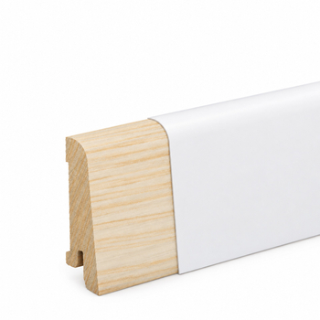 Drewniana listwa przypodłogowa świerkowa biała, powłoka Polyblend - 6cm