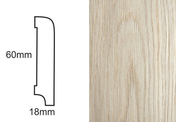 Listwa przypodłogowa fornirowana nielakierowana CP60 (240 cm x 6 cm x 1,8 cm) dąb