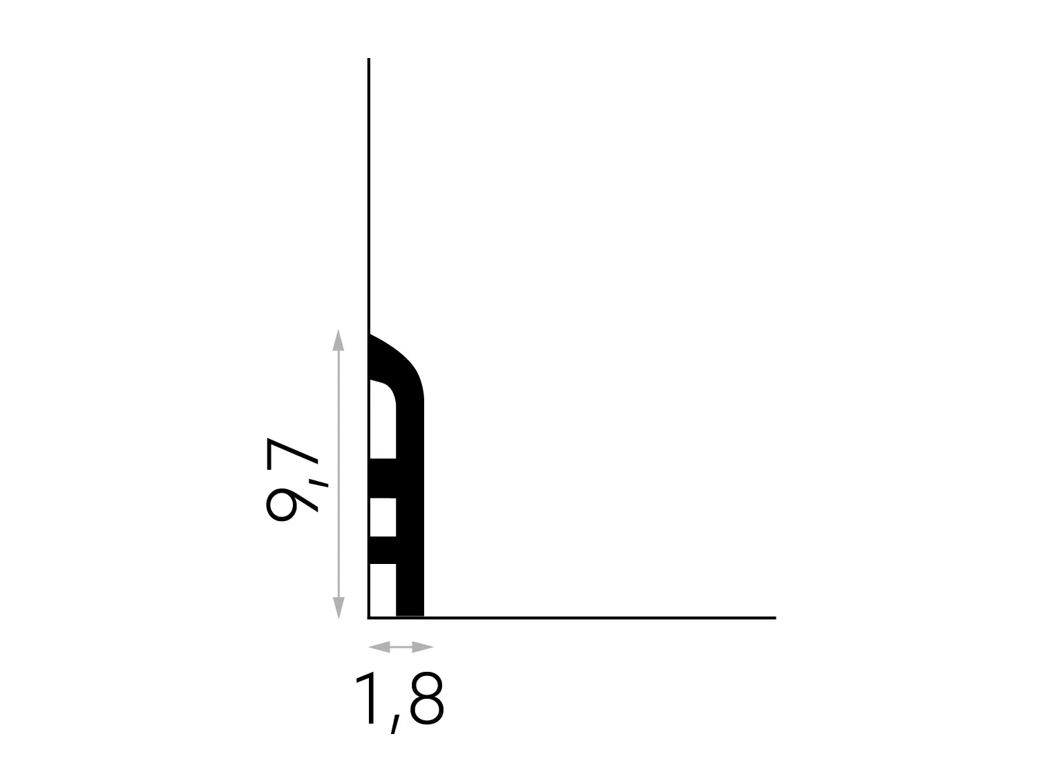 Listwa przypodłogowa MD355P biała wym. 200 x 1.8 x 9.7 cm, z PolyForce