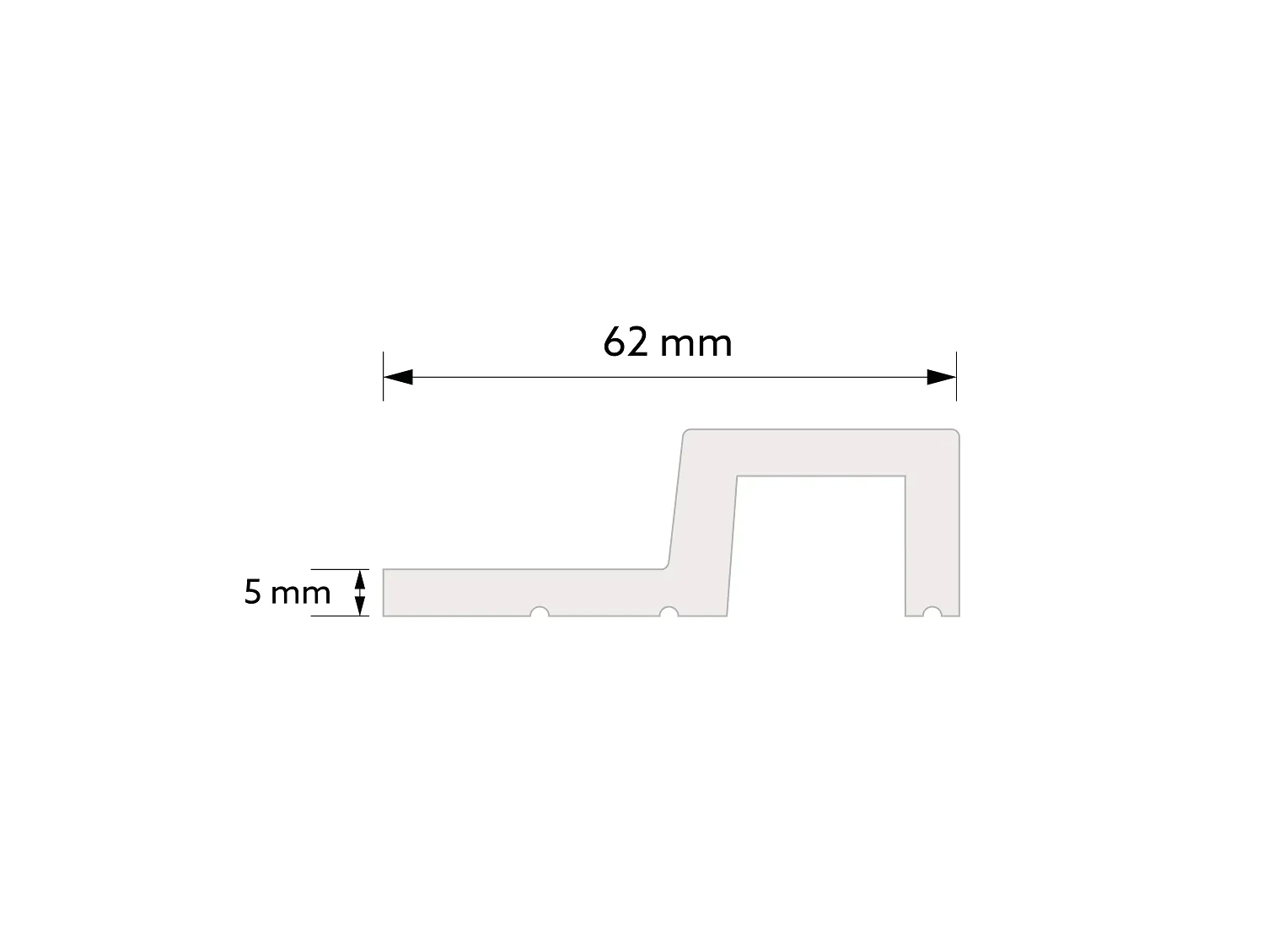 Zakończenie lameli Prawe L0303R Dąb Szary wym. 270 x 2 x 6.2 cm, z PolyForce