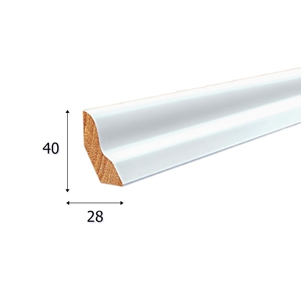 Listwa przypodłogowa drewniana lakierowana LP50 RAL 9003 (240 cm x 4 cm x 2,8 cm) biała