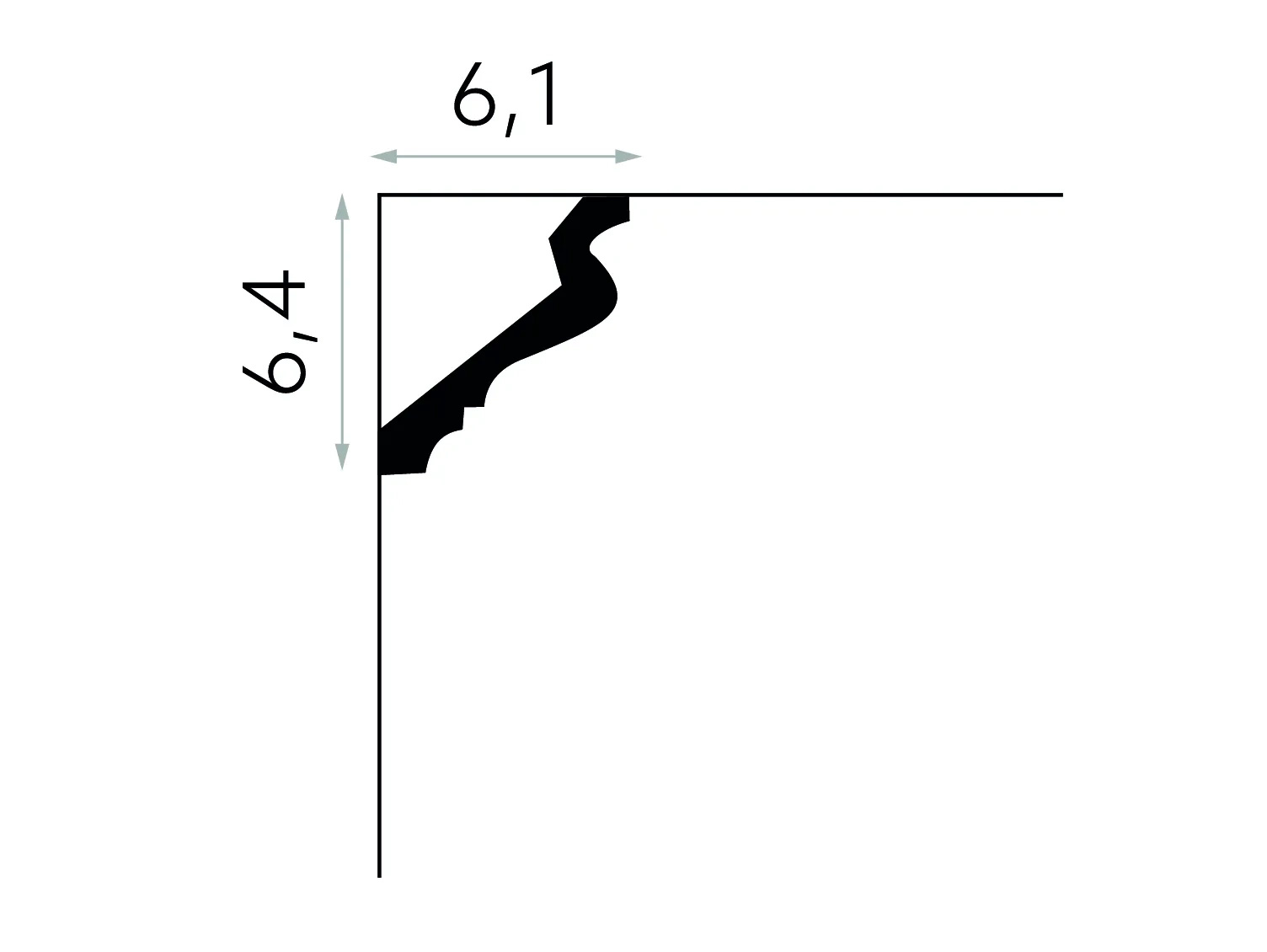 Listwa przysufitowa styropianowa MDB185 biała wym. 200 x 6.1 x 6.4 cm, z ProFoam