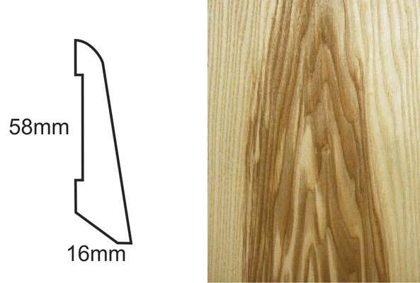 Listwa przypodłogowa fornirowana nielakierowana LS58 (250 cm x 5,8 cm x 1,6 cm) jesion ciemny