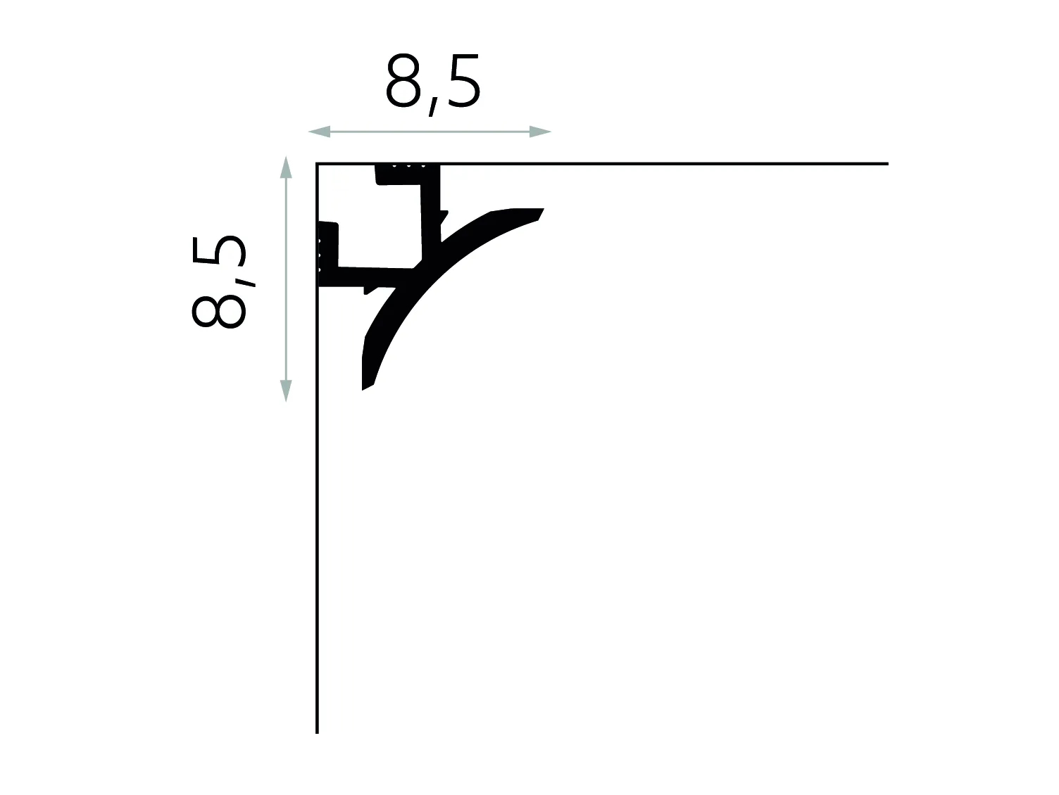 Listwa sufitowa QL002 biała wym. 200 x 8.5 x 8.5 cm, z PolyForce
