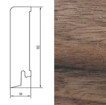 Drewniana listwa przypodłogowa lakierowana 80/18 (240 cm x 8 cm x 1,8 cm) Orzech Amerykański