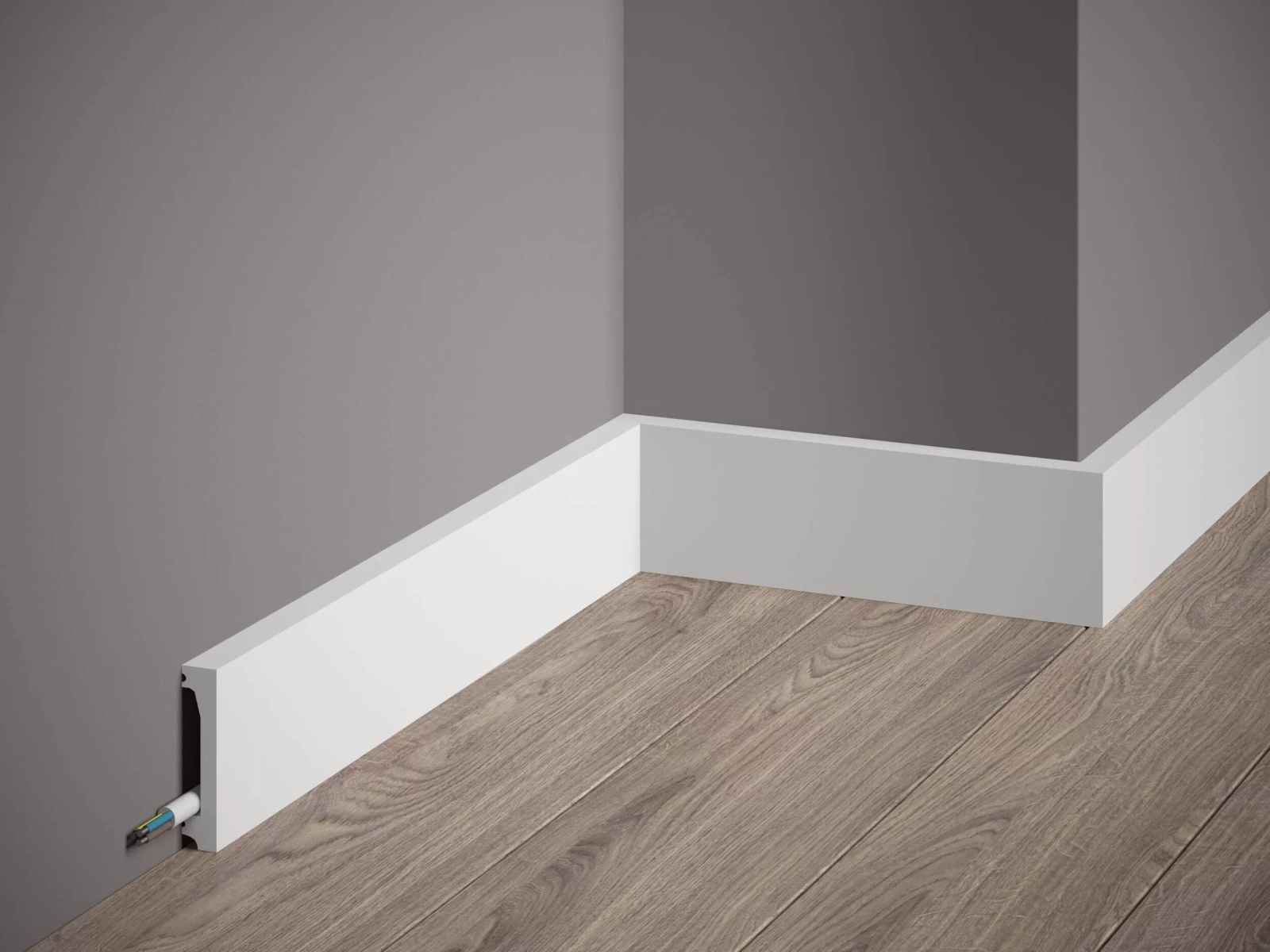 Listwa przypodłogowa MD032 biała wym. 200 x 1.3 x 6 cm, z PolyForce