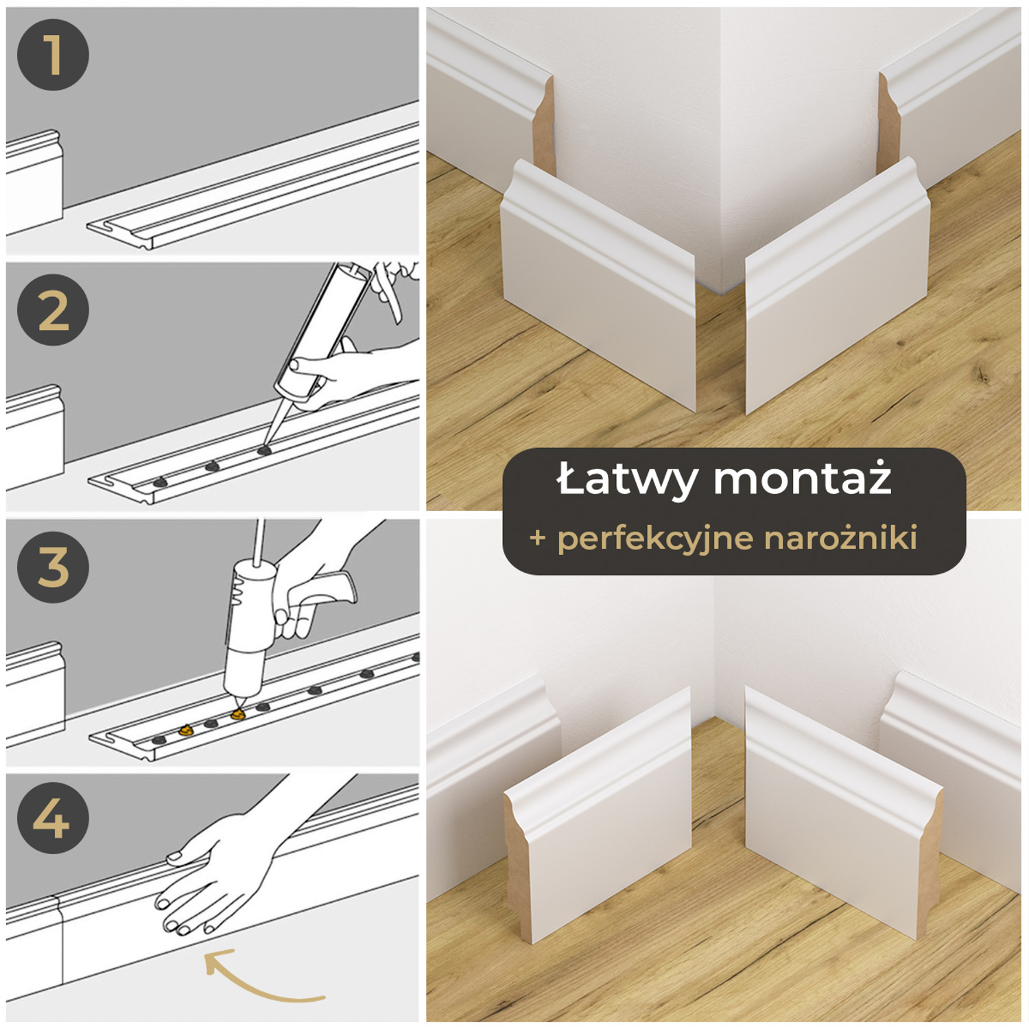 Listwa przypodłogowa MDF lakierowana biała z wodoodporną powłoką HAVANA 6cm