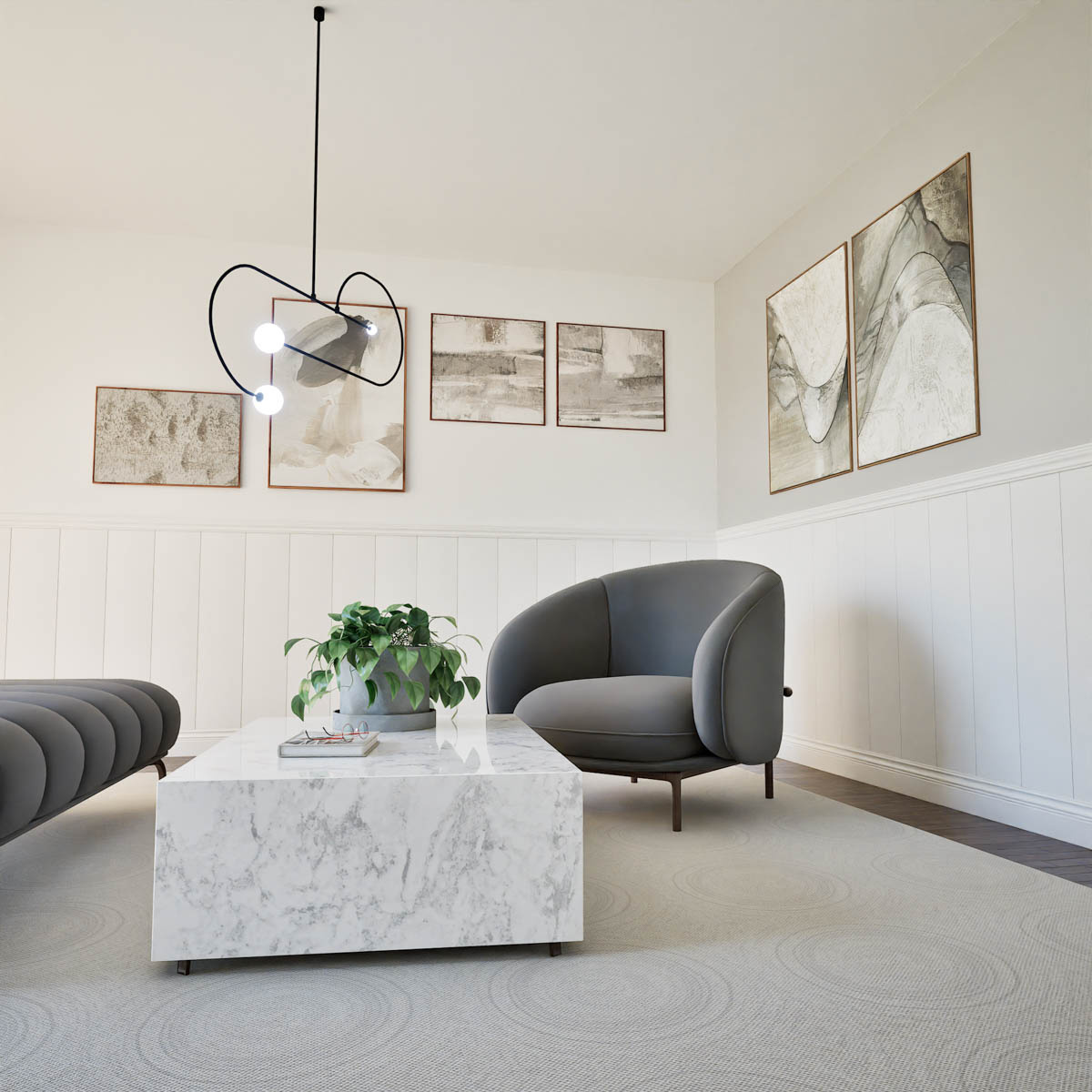 Boazeria ścienna MDF do malowania - długość 200 cm / wysokość 117,5 cm (zestaw Linea / Elegant XL / Alexa)