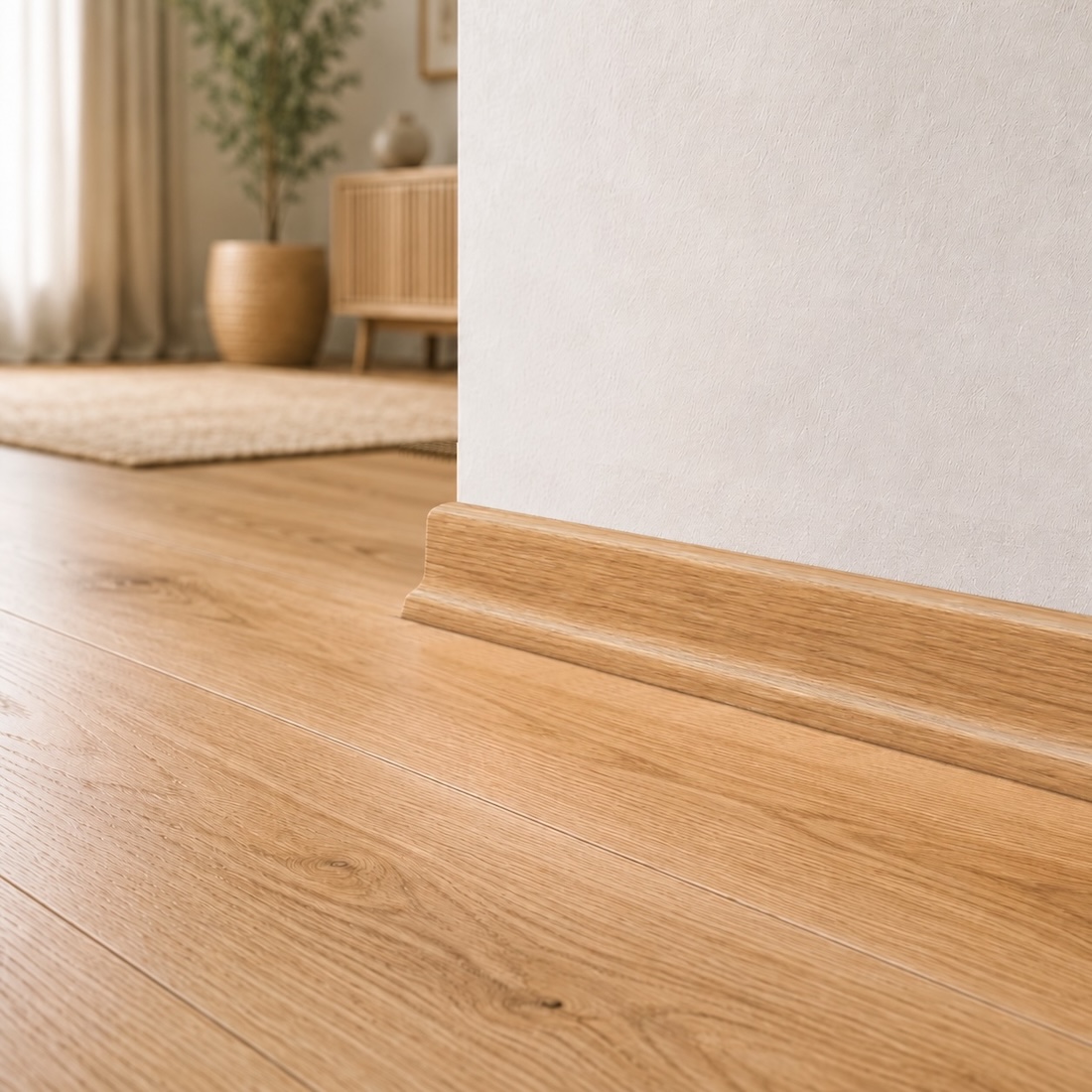 PRÓBKA 20 CM - Listwa przypodłogowa drewniana 60x21 - dąb lakierowany