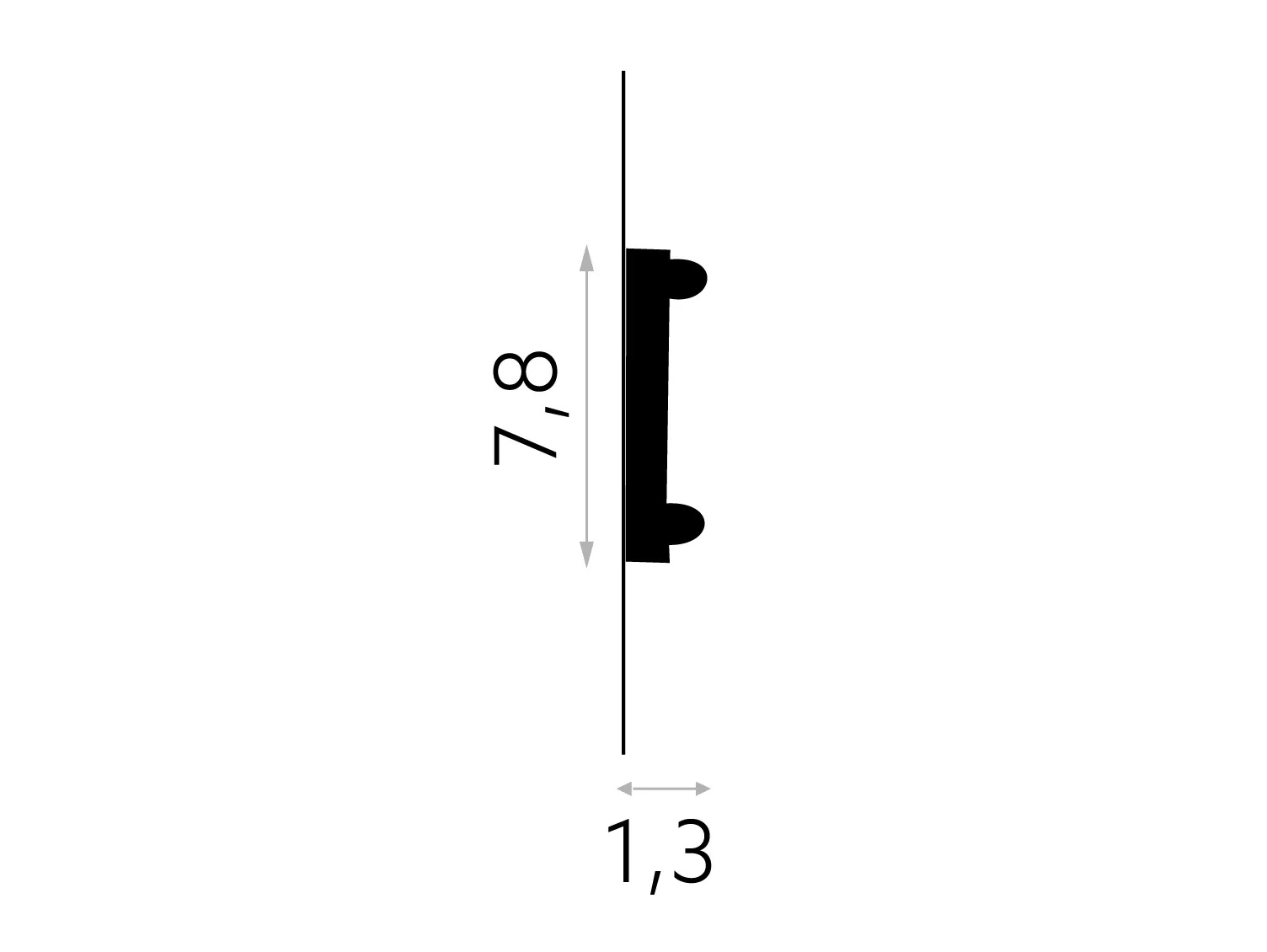 Listwa ścienna MDC217 biała wym. 200 x 1.3 x 7.8 cm, z ProFoam