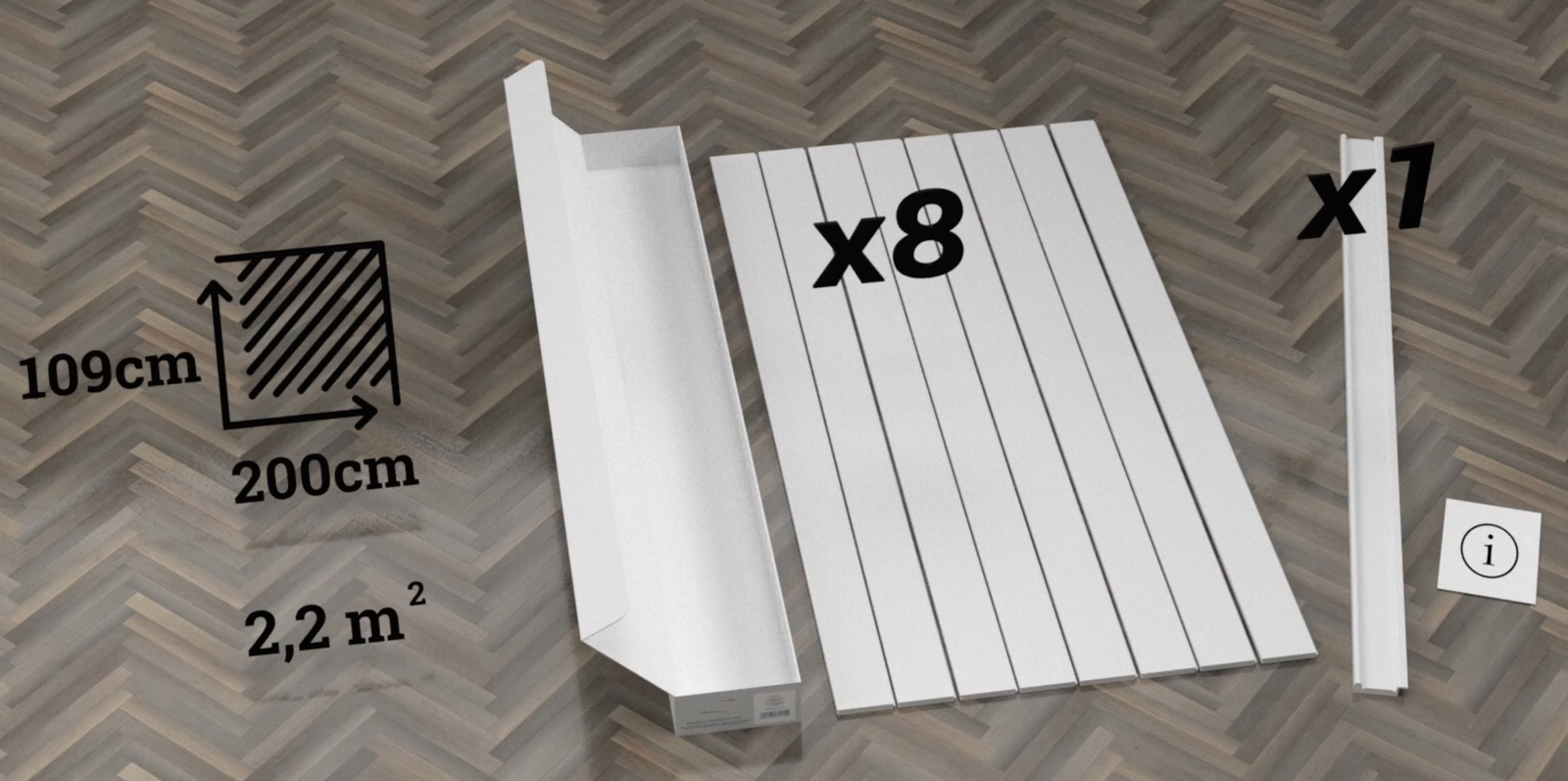 Lakierowana boazeria angielska PURE - wymiary 200 x 109 cm