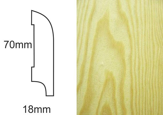 Listwa przypodłogowa fornirowana nielakierowana CP70 R25 (240 cm x 7 cm x 1,8 cm) sosna