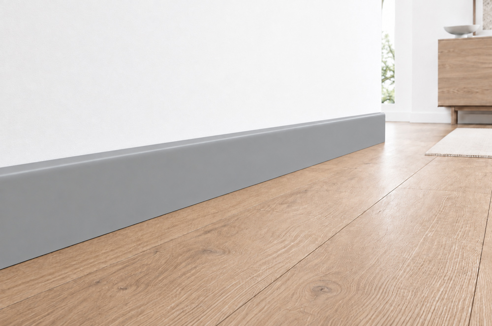 PRÓBKA 20 CM - Listwa przypodłogowa MDF lakierowana UV, szara RAL7042 - FOGE LB1 - 8cm