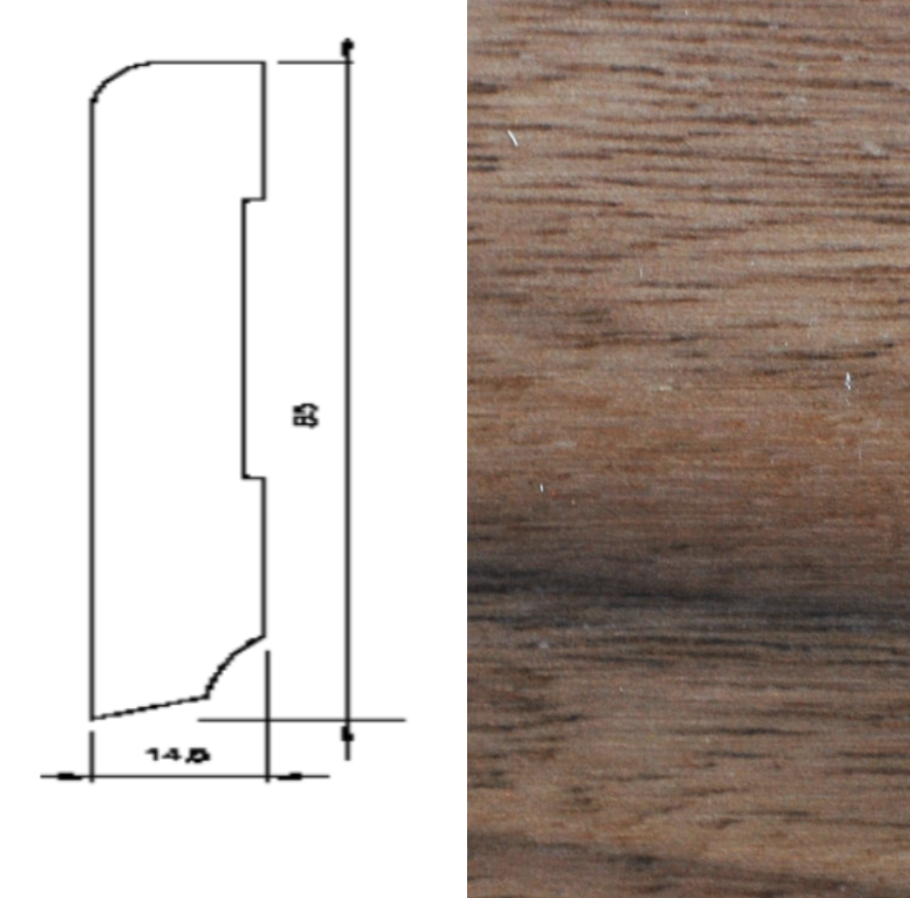 Drewniana listwa przypodłogowa lakierowana 60/16 (240 cm x 6 cm x 1,5 cm) Orzech Amerykański