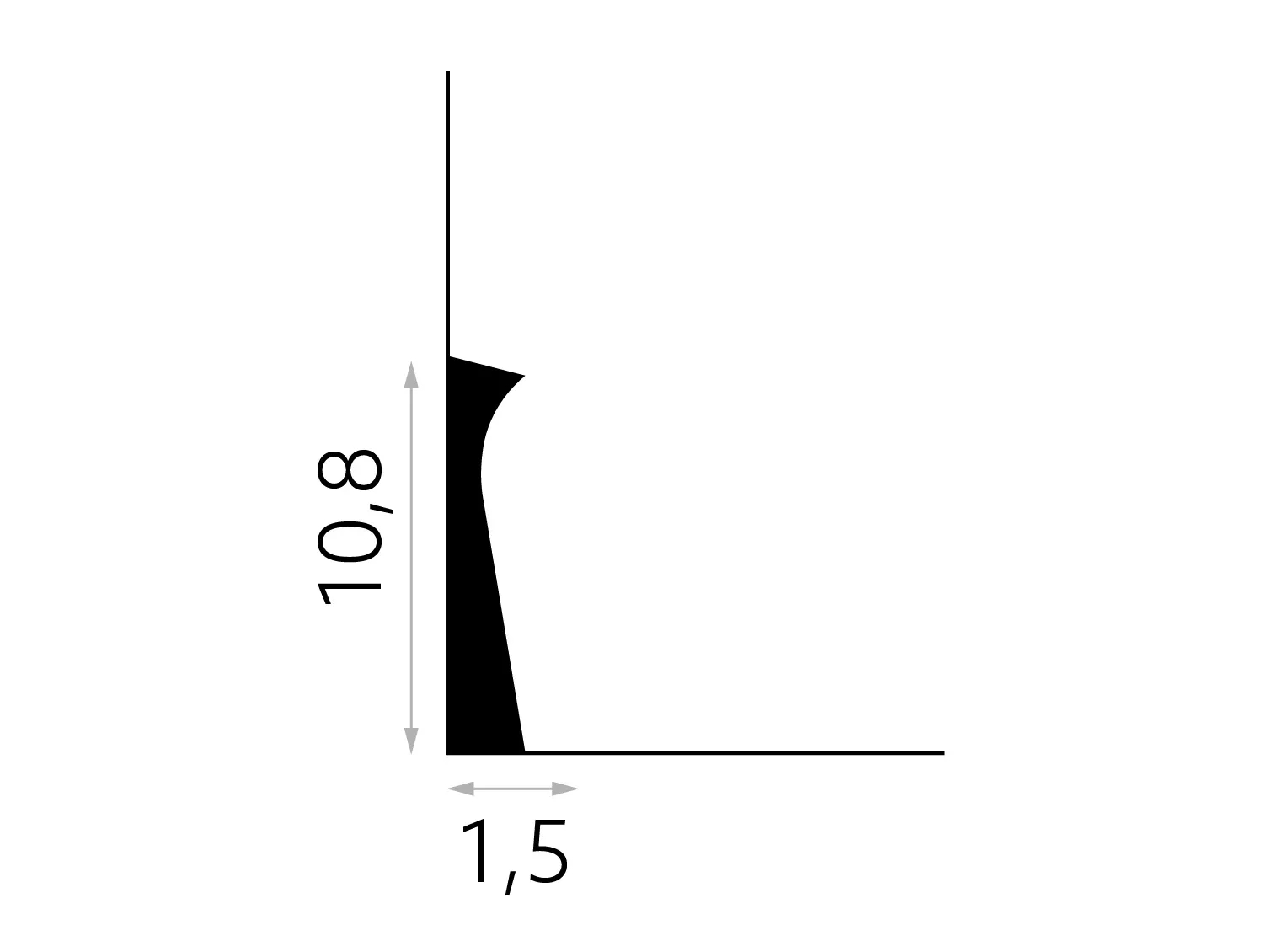Listwa przypodłogowa QS004P biała wym. 200 x 1.5 x 10.8 cm, z PolyForce