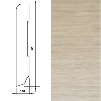 Drewniana listwa przypodłogowa olejowana 60/16 (240 cm x 6cm x 1,5 cm) Dąb Biały olej