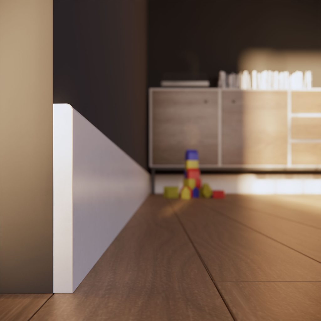 PRÓBKA 20 CM - Listwa przypodłogowa MDF TRIO R5, Biała Premium, 6cm