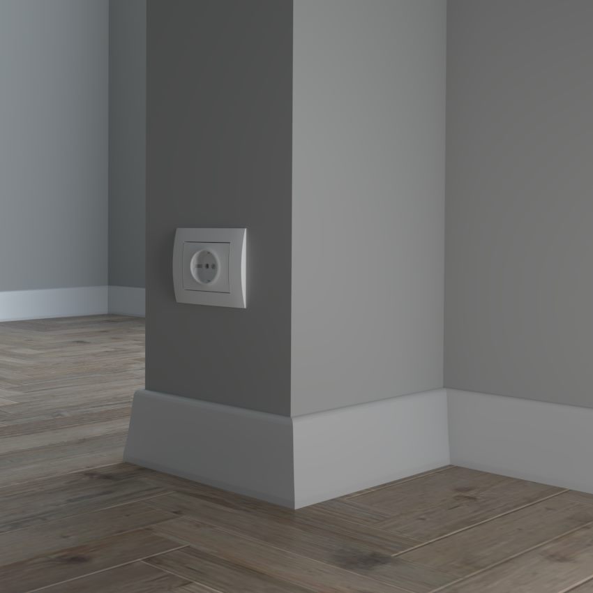 Listwa przypodłogowa drewniana PW58 (220 cm x 5,8 cm x 1,6 cm) lakierowana iglaste białe RAL 9010 półmat