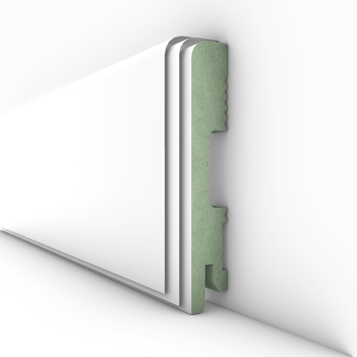 PRÓBKA 20 CM - Listwa przypodłogowa lakierowana biała, MDF wilgocioodporny, FOGE LB1 - 10cm