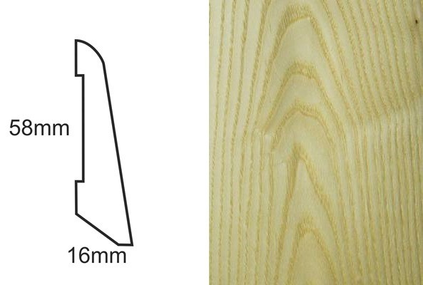 Listwa przypodłogowa fornirowana lakierowana LS58 (240 cm x 5,8 cm x 1,6 cm) jesion select