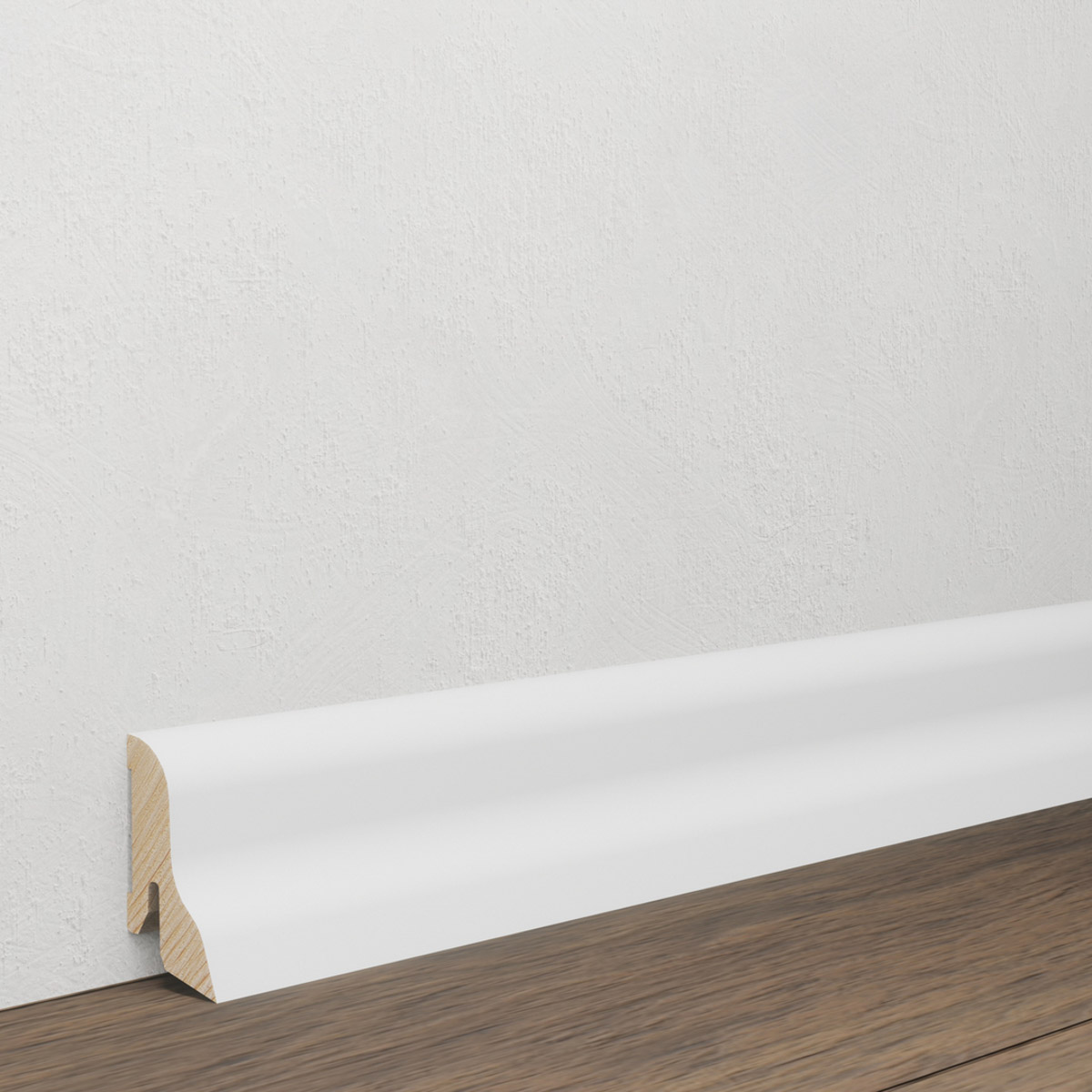 PRÓBKA 20 CM - Listwa przypodłogowa 40x22 mm - świerkowa Premium – biała, powłoka Polyblend, 4cm