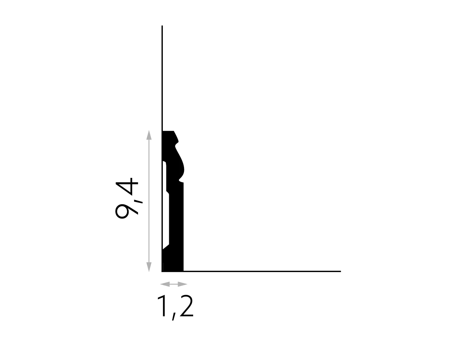 MD094 Listwa przypodłogowa biała wym. 200 x 1.2 x 9.4 cm, z PolyForce