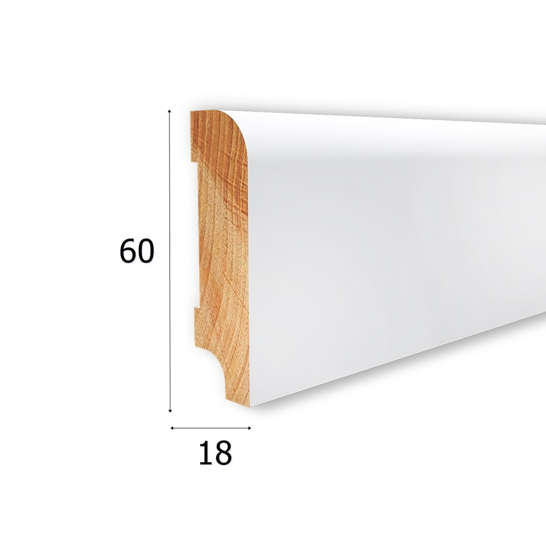 Listwa przypodłogowa drewniana lakierowana Lapis 60 (240 cm x 6 cm x 1,6 cm) iglaste