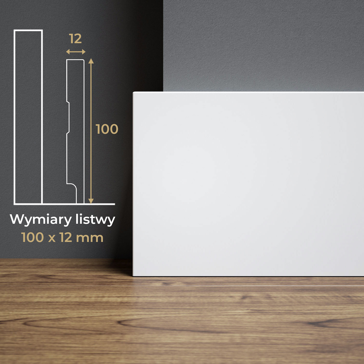 PRÓBKA 20 CM - Listwa przypodłogowa MDF lakierowana biała z wodoodporną powłoką PRIMA SLIM 10cm