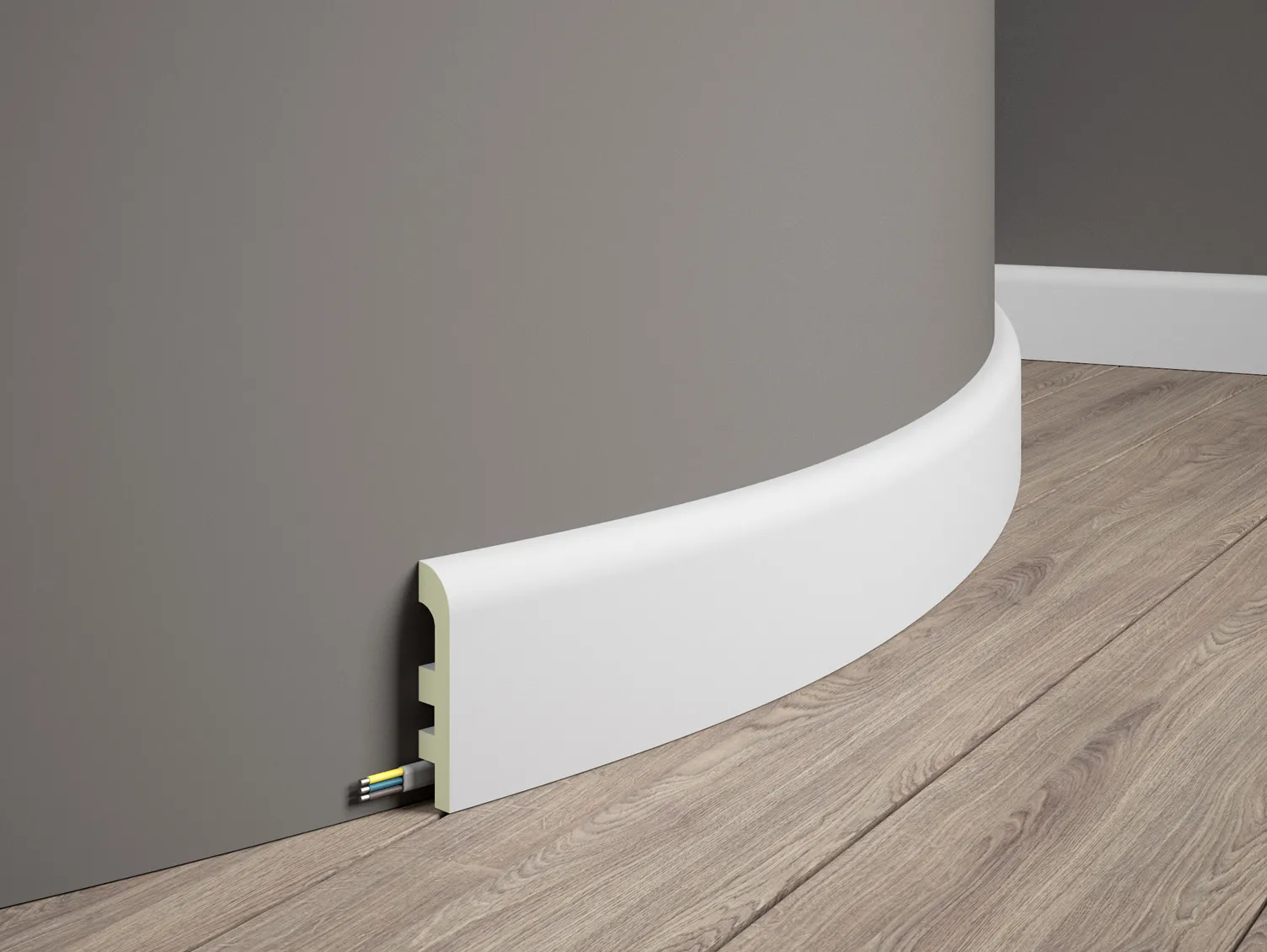 Listwa przypodłogowa elastyczna MD355F biała wym. 200 x 1.8 x 9.7 cm, z Flex