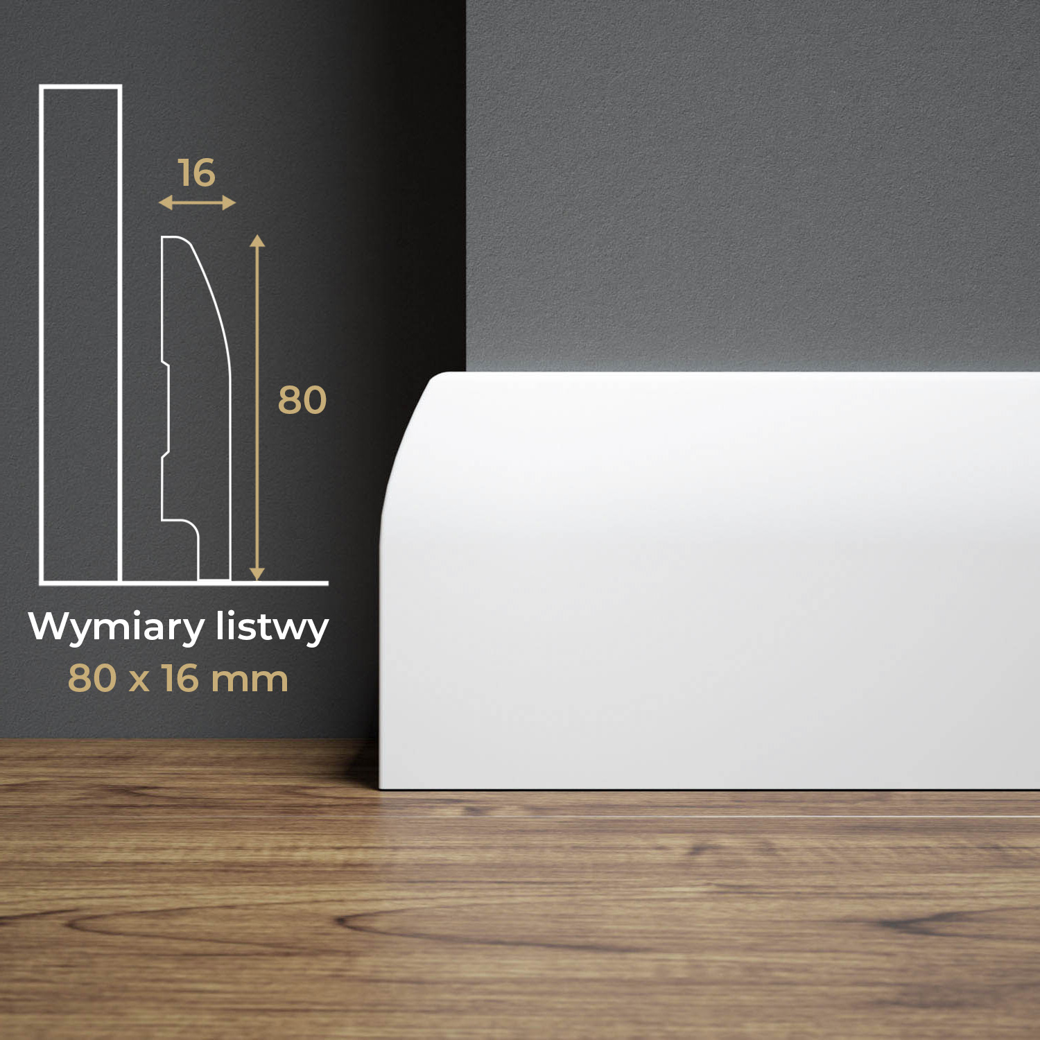 Listwa przypodłogowa MDF lakierowana biała z wodoodporną powłoką LUNA 8cm