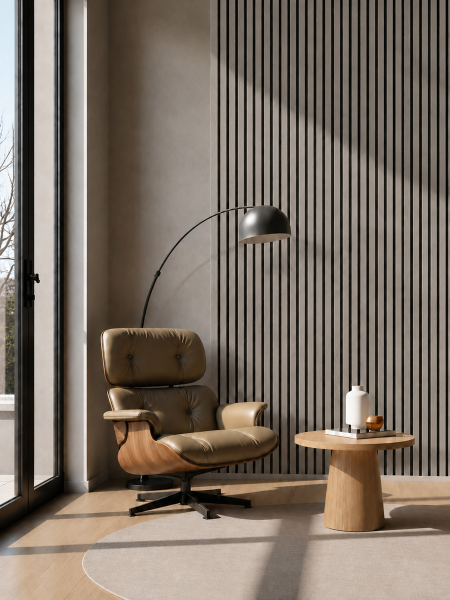 Lamele Fornirowane na filcu akustycznym - Dąb Jasny Szary 60 x 280 cm