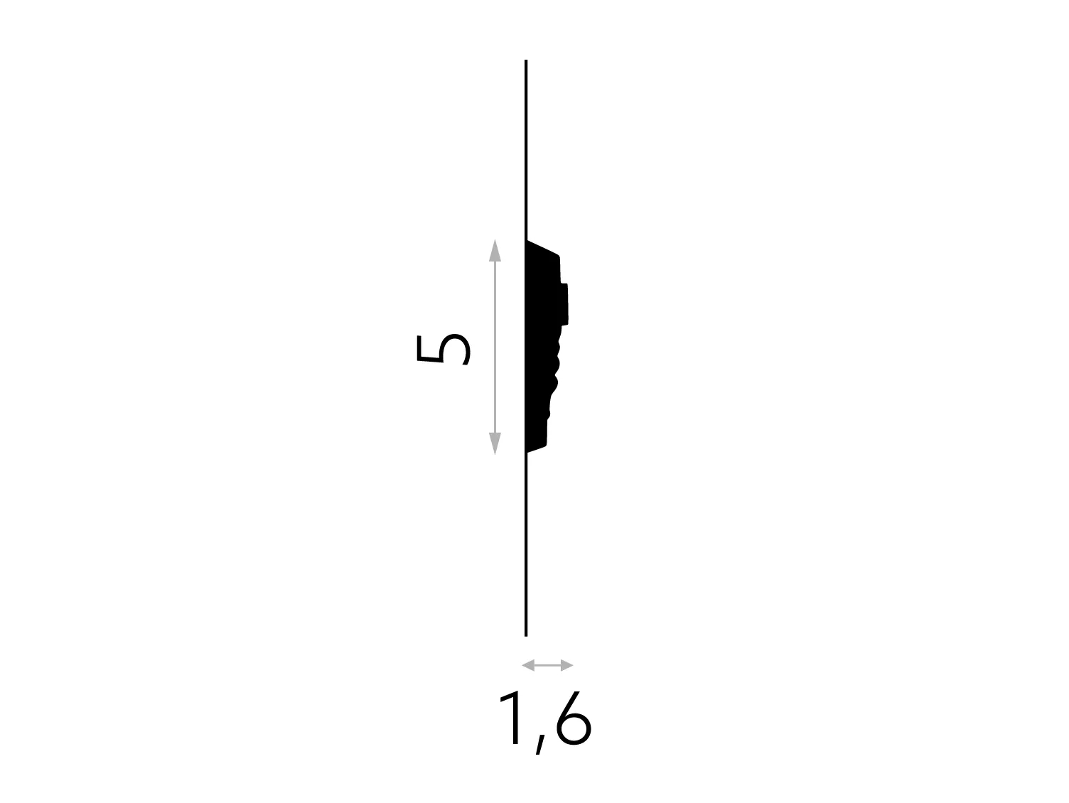 Listwa ścienna MDC255 biała wym. 200 x 1.6 x 5 cm, z ProFoam