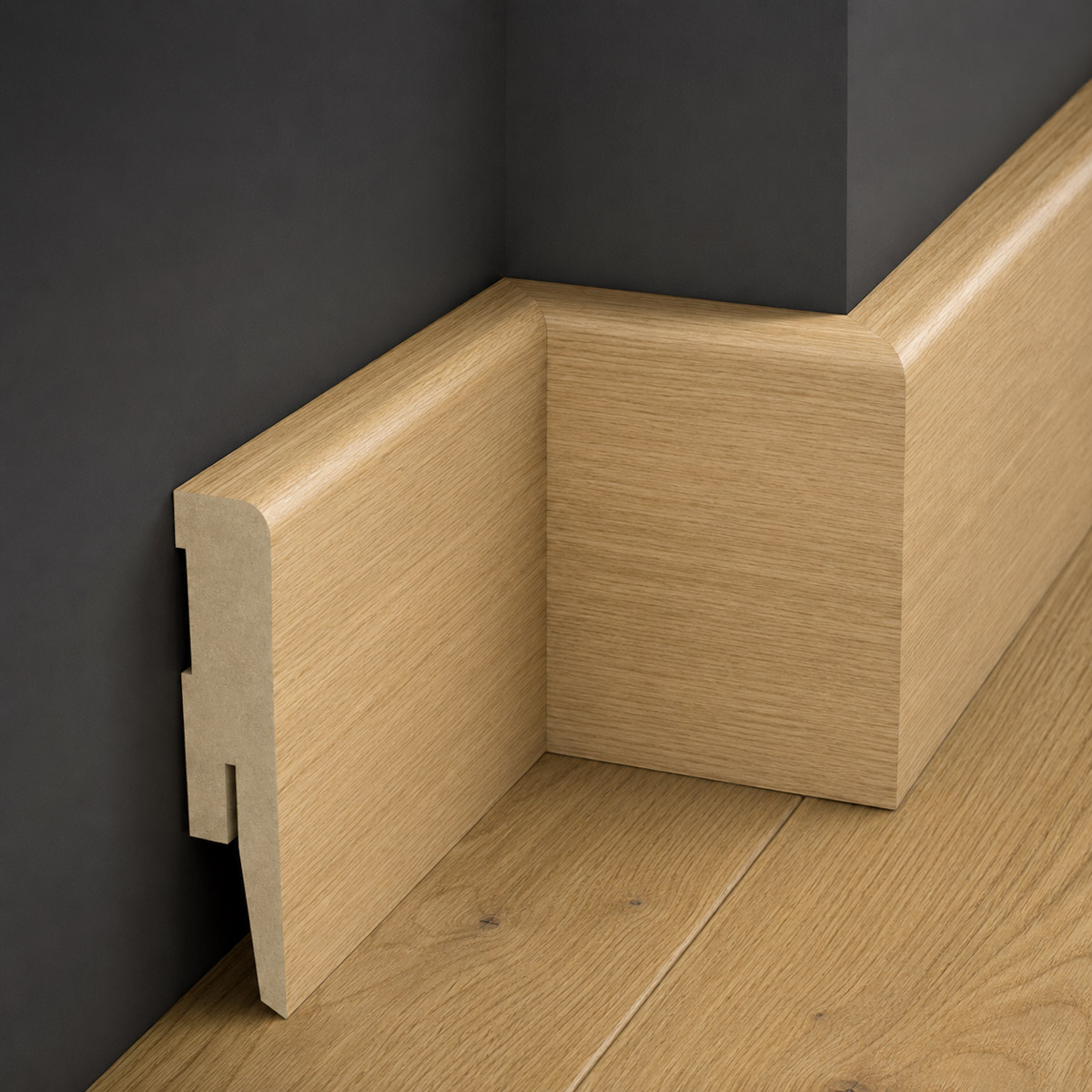 PRÓBKA 20 CM - Listwa przypodłogowa MDF TRIO R5, Dąb Natur, 8cm